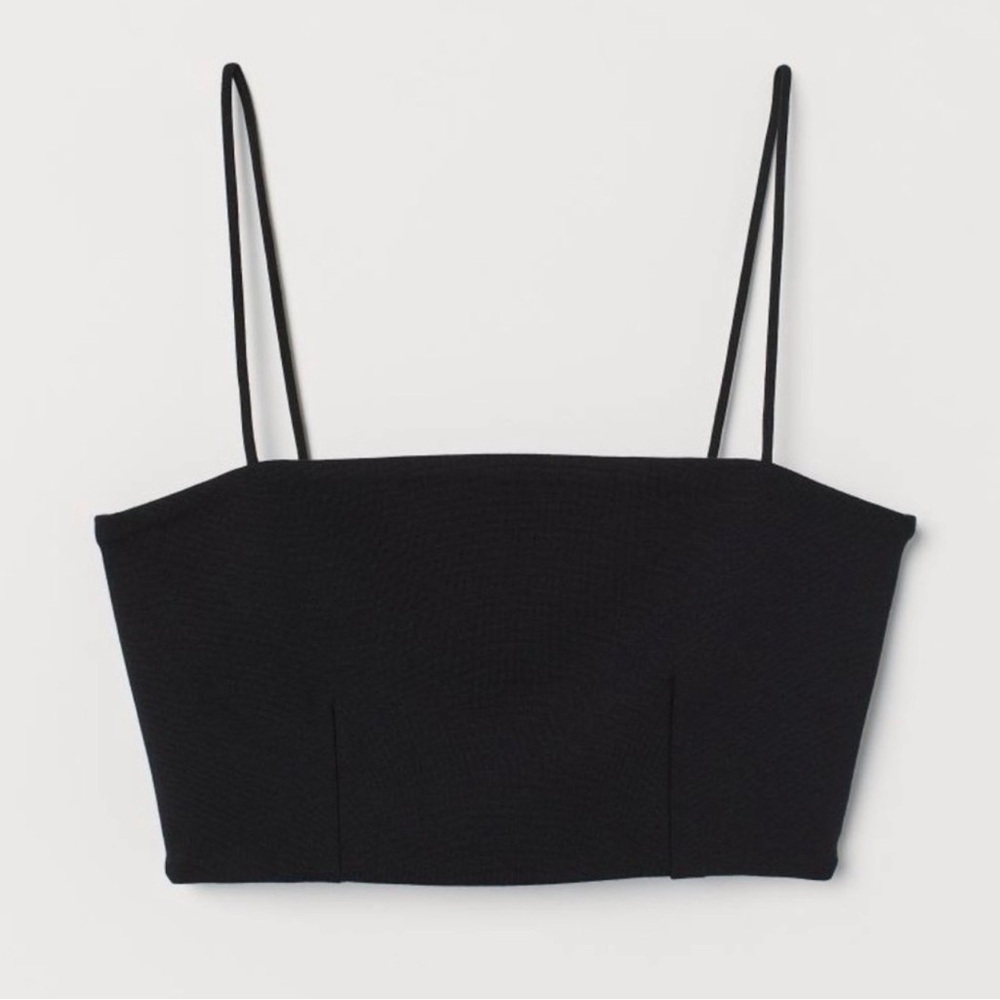 Abercrombie & Fitch Black Cropped Camisole Shirred Back w/ Spaghetti Straps Sz S
